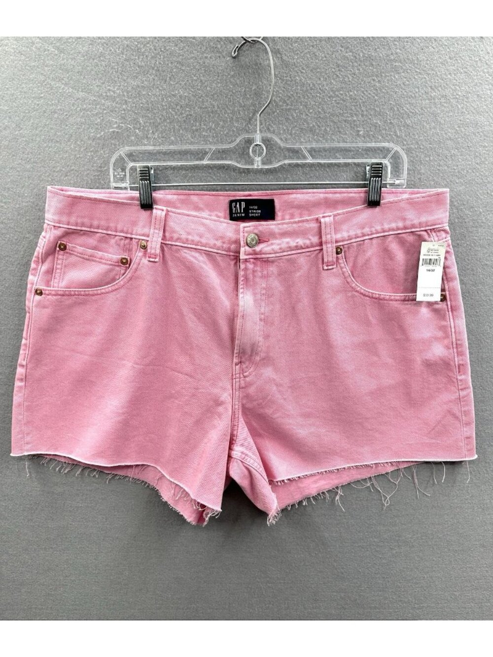 GAP Shorts Womens 32 Stride Pink Denim Raw Hem Cut-Off High Rise Jean 5 Pocket